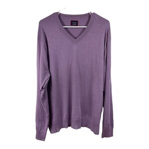 UNTUCKit Mens XL Linen‎ Cotton Blend Long Sleeve V-Neck Sweater Purple